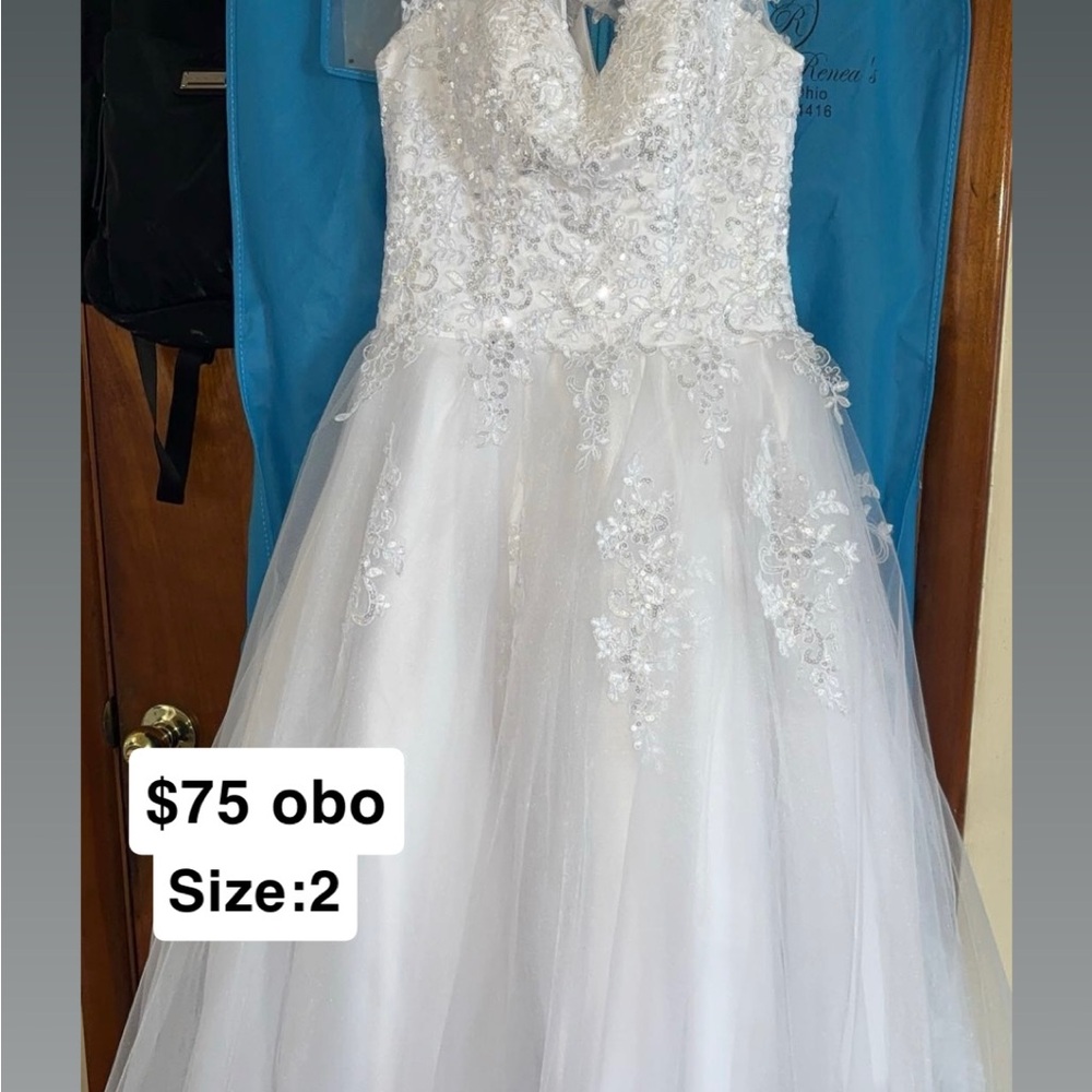 Girls' White Lace Appliqué Tulle Dress